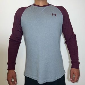 Under Armour Men's Waffle Crew Long Sleeve Small Gray/Maroon